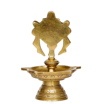 eCraftIndia Gold-Toned Chakra Handcrafted Brass Diya With 5 wicks