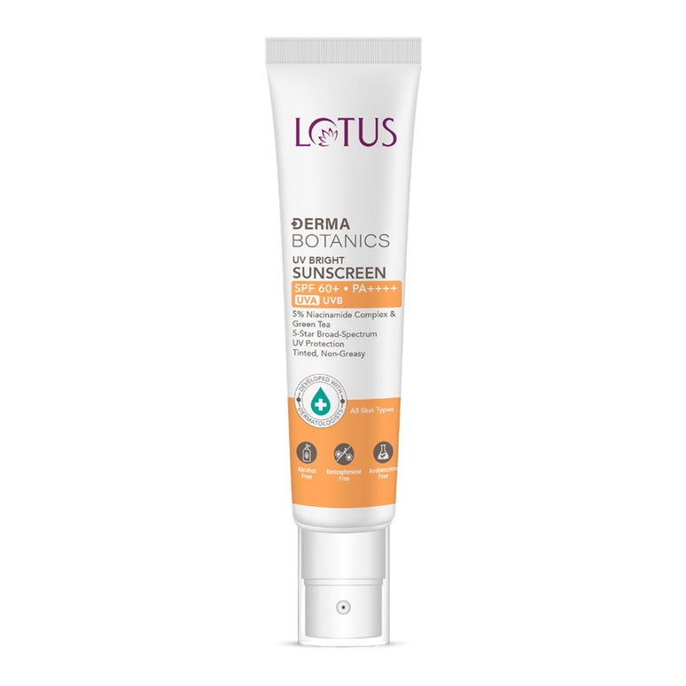Lotus DermaBotanics 5% Niacinimide Complex + Green Tea UV Bright Sunscreen SPF 60 + PA++++