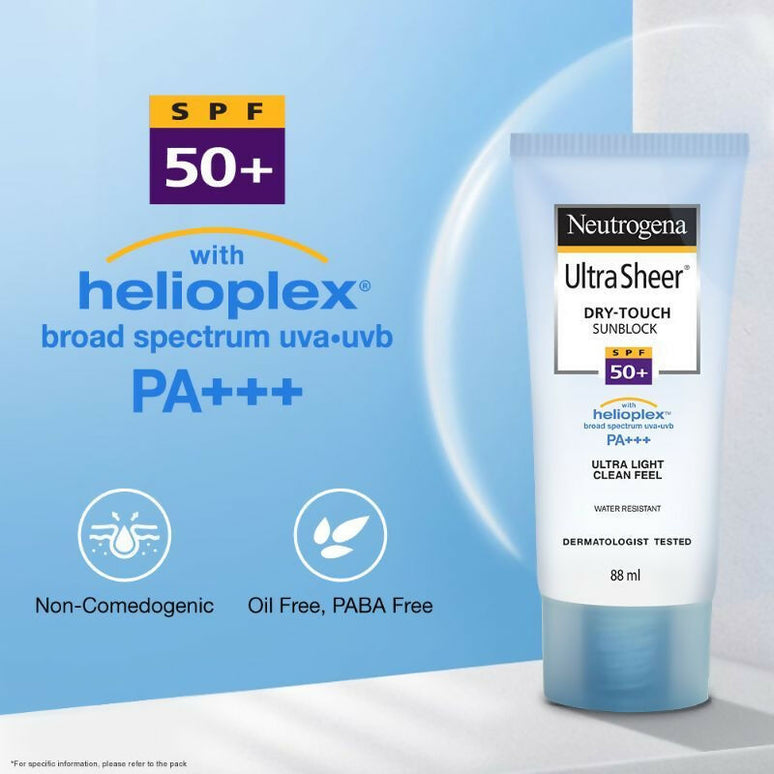 Neutrogena Ultrasheer SPF50+ PA+++ Ultra Light Face Sunscreen For Dry & Oily Skin Home+Travel Combo