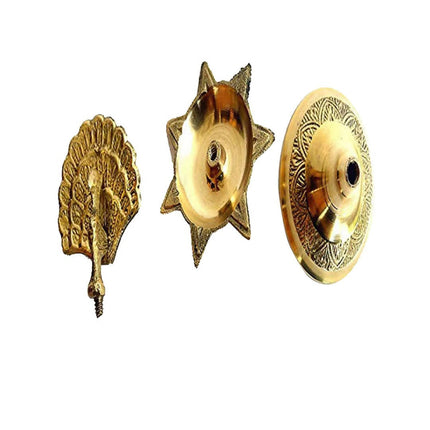 CraftVatika Gold Toned Brass Peacock Design Diya