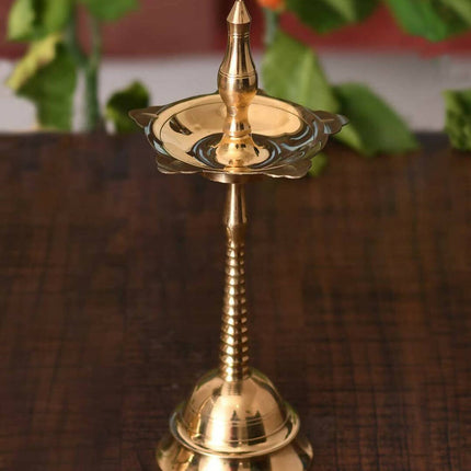 CraftVatika Gold-Toned Fancy Kerala Diya Oil Lamp Stand For Puja Diwali