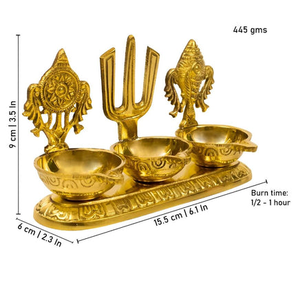 Spillbox Gold-Toned Brass Namah 3 Kuber Diya Pooja Essential
