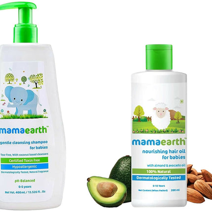 Mamaearth Gentle Cleansing Natural Baby Shampoo & Nourishing Hair Oil for Babies