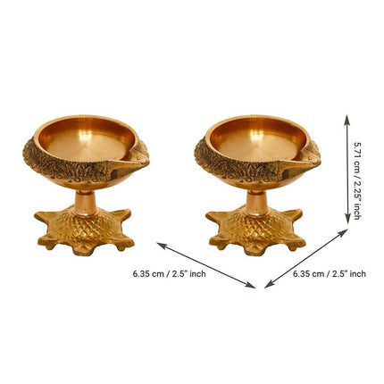 eCraftIndia Set of 2 Diya with Tortoise Base
