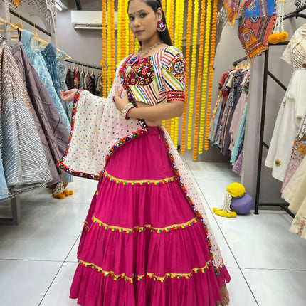 Aastha Fashion Rani Rayon Readymade Lace Semi Stitched Wedding Wear Lehenga Choli