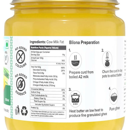 Farm Naturelle A2 Vedic Sahiwal Ghee - Desi Cow Ghee | Natural, Healthy, and Pure | Cultured Cow Ghee