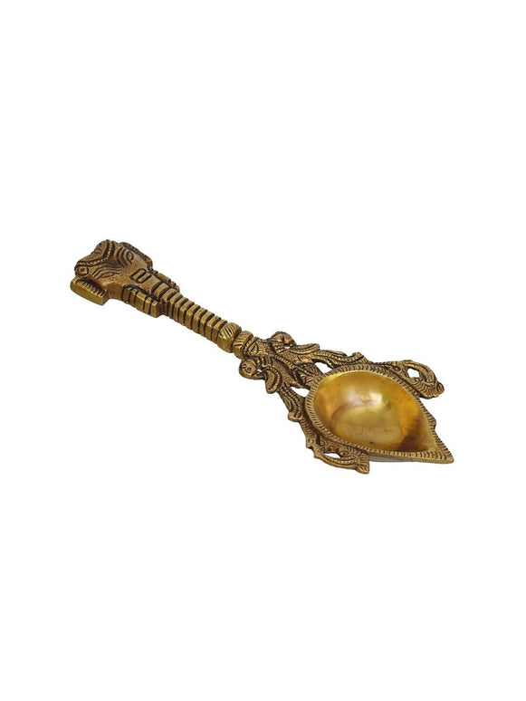 eCraftIndia Beige Ethnic Design Diya With Handle