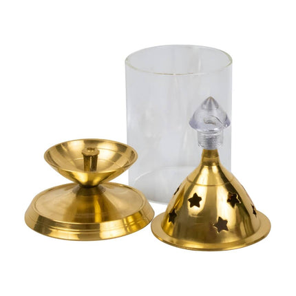 Spillbox Gold-Toned Brass Glass Udupi Diya Pooja Essential