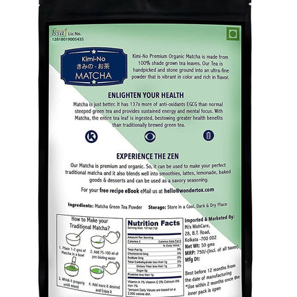 Wishcare Kimino Japanese Organic Premium Grade Matcha Green Tea Powder
