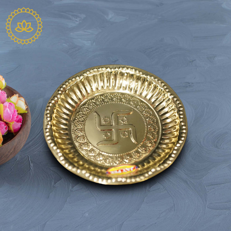 Brass Swastik Plate Aarthi: Embrace Divine Blessings and Harmony