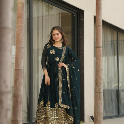 Aastha Fashion Rama Faux Blooming Party Wear Designer Gown Collection