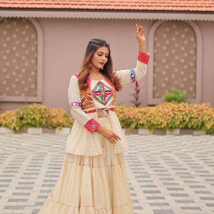 Aastha Fashion Off White Pure cotton Designer Navratri Lehenga Choli Collection
