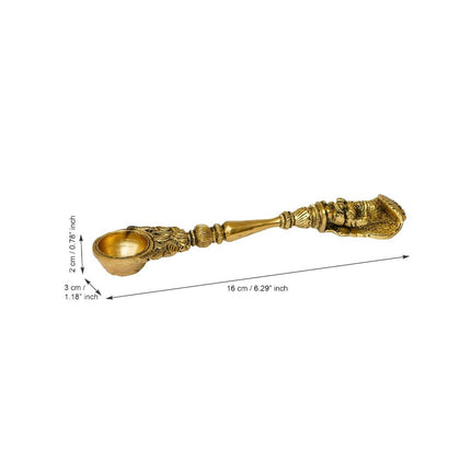 eCraftIndia Gold-Toned Ethnic Carved Brass Long Stick Diya with 1 Wick for Pooja Room