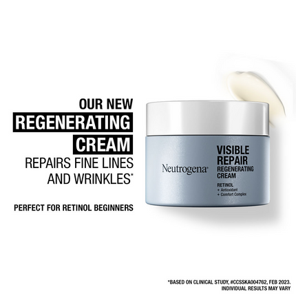 Neutrogena Visible Repair Regenerating Cream with Retinol + Peptide For Anti-Ageing, Wrinkles & Fine Lines