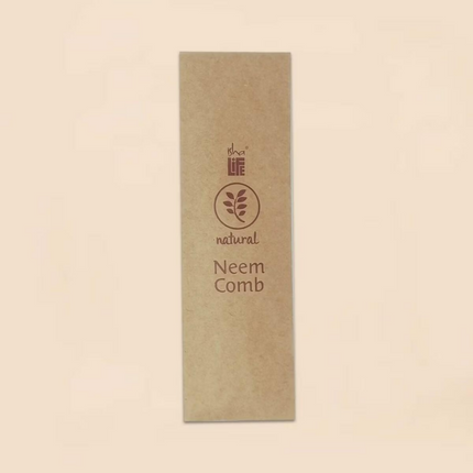 Isha Life Handmade Neem Wood Comb With Handle (Wider Teeth)
