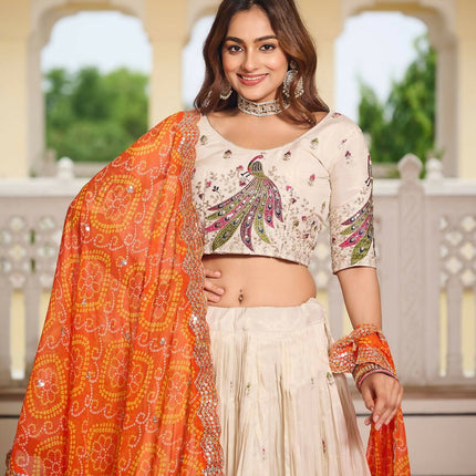 Aastha Fashion Off White Pure Tissue silk Designer Lehenga Choli Collection