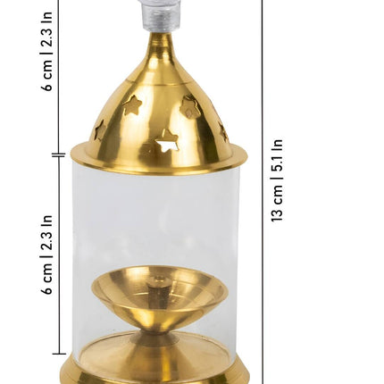 Spillbox Gold-Toned Brass Glass Udupi Diya Pooja Essential