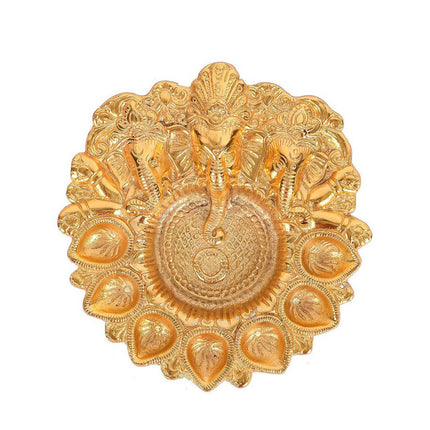 Craftvatika Gold-Toned Metal Lord Ganesha Design Kuber Diya