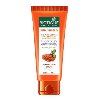 Biotique Bio Pink Lentils 3 In 1 Matte Look Sun Shield SPF 40