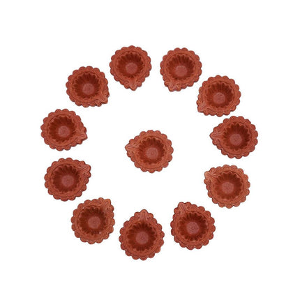Tied Ribbons Brown Set of 12 Handmade Clay Terracotta Diyas