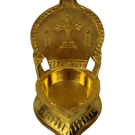 Spillbox Gold-Toned Brass Cross Diya Pooja Essential