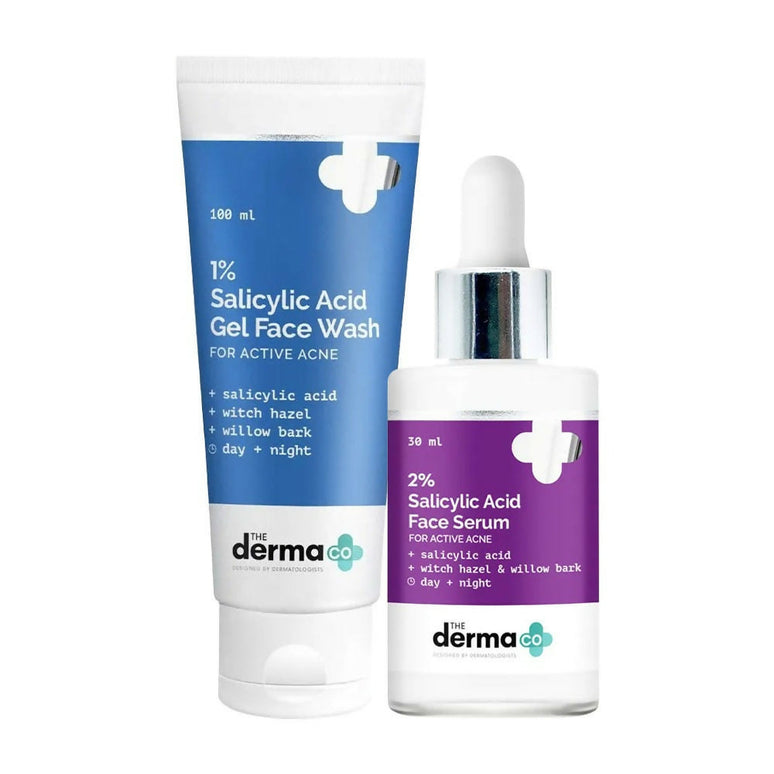 The Derma Co Anti-Acne Regimen Combo - 1% Salicylic Acid Gel Face Wash (100 ml) + 2% Salicylic Acid Serum