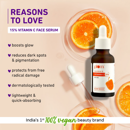 Plum Glow & Clarify Serum Combo - 15% Vitamin C Face Serum + 10% Niacinamide Face Serum