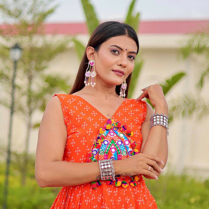 Aastha Fashion Orange Faux Georgette Party Wear Designer Gown Collection