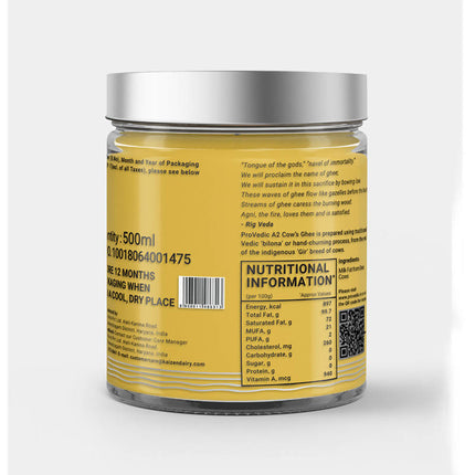 ProVedic A2 Gir Cow's Ghee | For Healthy & Strong Immunity | Prepared using Hand-Churning | Bilona Process | Pure Gir Cow Ghee | Bilona Desi Ghee