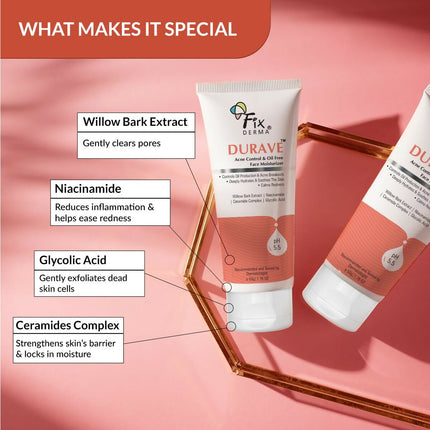 Fixderma Durave Acne Control & Oil Free Moisturizer for Face with Glycolic Acid