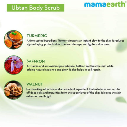 Mamaearth Ubtan Body Scrub with Turmeric & Saffron for Tan Removal