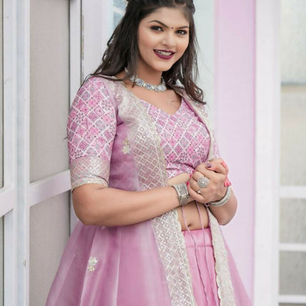 Aastha Fashion Pink Heavy Joya Silk Heavy Embroidery Zari Semi Stitched Wedding Wear Lehenga Choli
