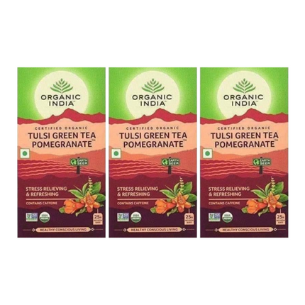 Organic India Tulsi Green Tea, Pomegranate, 25 Tea Bags
