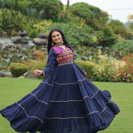 Aastha Fashion Navy Blue Rayon Party Wear Designer Gown Collection