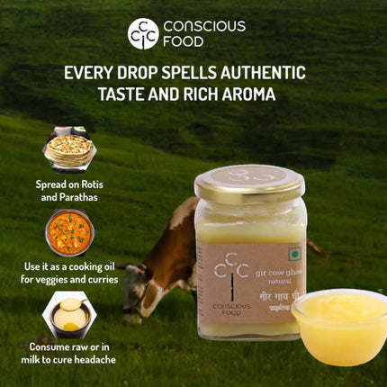 Conscious Food A2 Gir Cow Ghee (Bilona Preparation) | 100% Gir Cow Ghee | Homemade & Organic Ghee