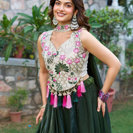 Aastha Fashion Green Pure Fendy silk Designer Lehenga Choli Collection