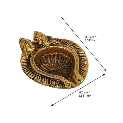 eCraftIndia 4 Pieces Beige Lakshmi & Lord Ganesha Diyas