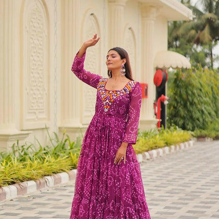 Aastha Fashion Magenta Faux Georgette Navratri Designer Gown Collection