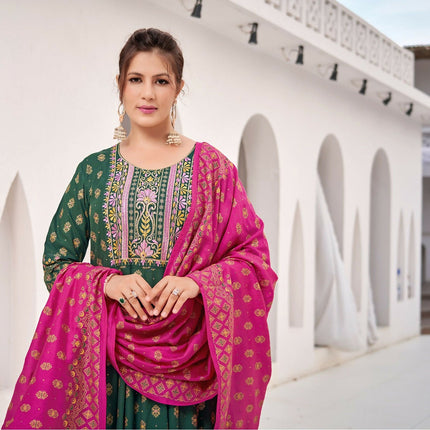 Aastha Fashion Green Rayon Party Wear Designer Gown Collection