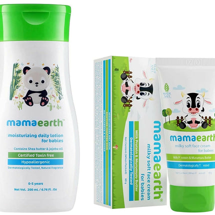 Mamaearth Daily Moisturizing Lotion & Milky Soft Natural Baby Face Cream for Babies