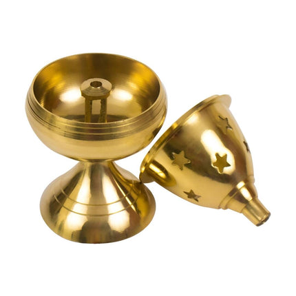 Spillbox Gold-Toned Brass Akhand Diya With Stand Pooja Essential