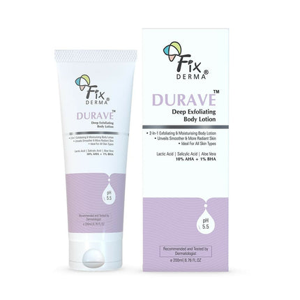 Fixderma Durave 10% AHA + 1% BHA Deep Exfoliating Body Lotion with Lactic & 1% Salicylic Acid