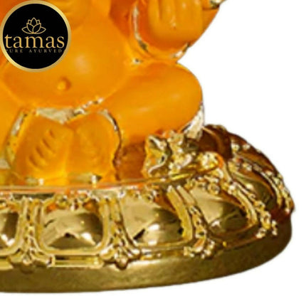 Tamas Gold-Polished Gaj Karna Ganesh Idol Orange & gold Color