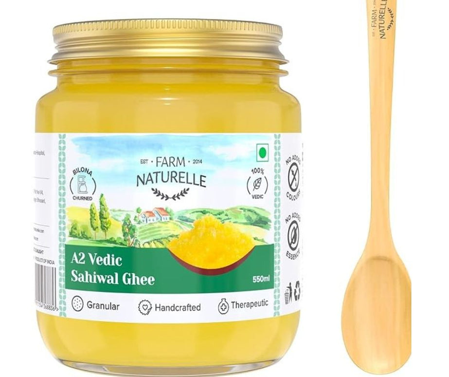 Farm Naturelle A2 Vedic Sahiwal Ghee - Desi Cow Ghee | Natural, Healthy, and Pure | Cultured Cow Ghee