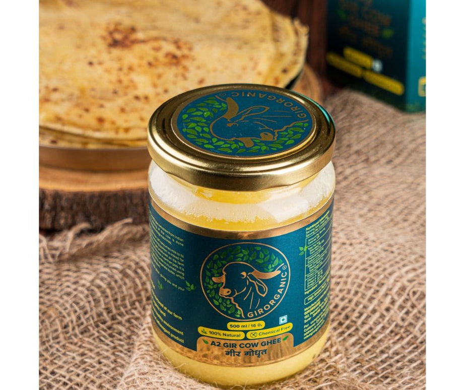 GirOrganic A2 Gir Cow Ghee - Pure A2 Gir Cow Ghee, Organic Grass Fed Ghee