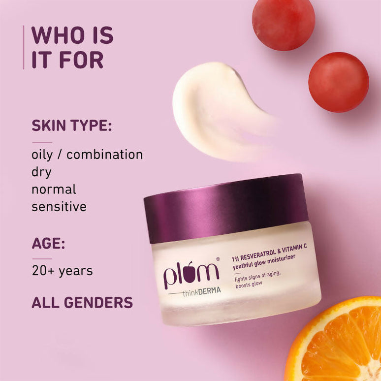 Plum 1% Resveratrol & Vitamin C Anti-Aging Moisturizer For Glowing Skin