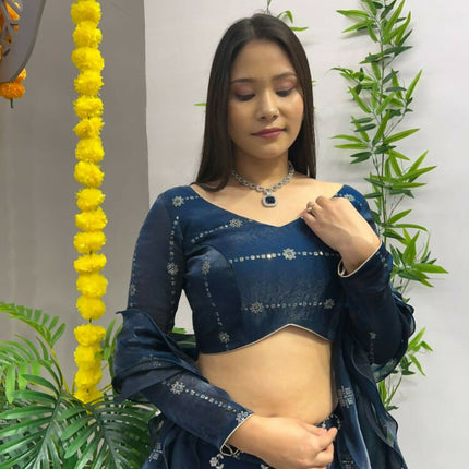 Aastha Fashion Rama Heavy Jimmy Choo Heavy Embroidery Zari +Sequence + Coding Lace Semi Stitched Wedding Wear Lehenga Choli