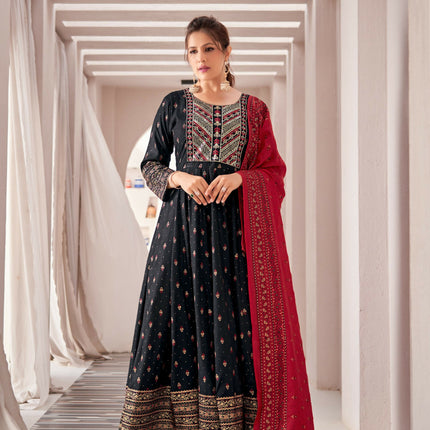 Aastha Fashion Black Rayon Party Wear Designer Gown Collection
