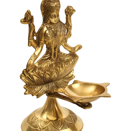 Spillbox Gold-Toned Brass Lakshmi Diya Pooja Essential