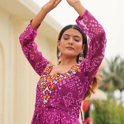 Aastha Fashion Magenta Faux Georgette Navratri Designer Gown Collection